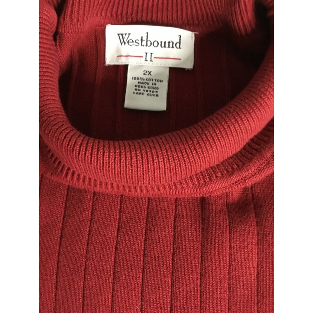 Westbound II Red Ribbed 100% Cotton Turtleneck Sweater 2X Long Sleeve Womens Top - Picture 5 of 7